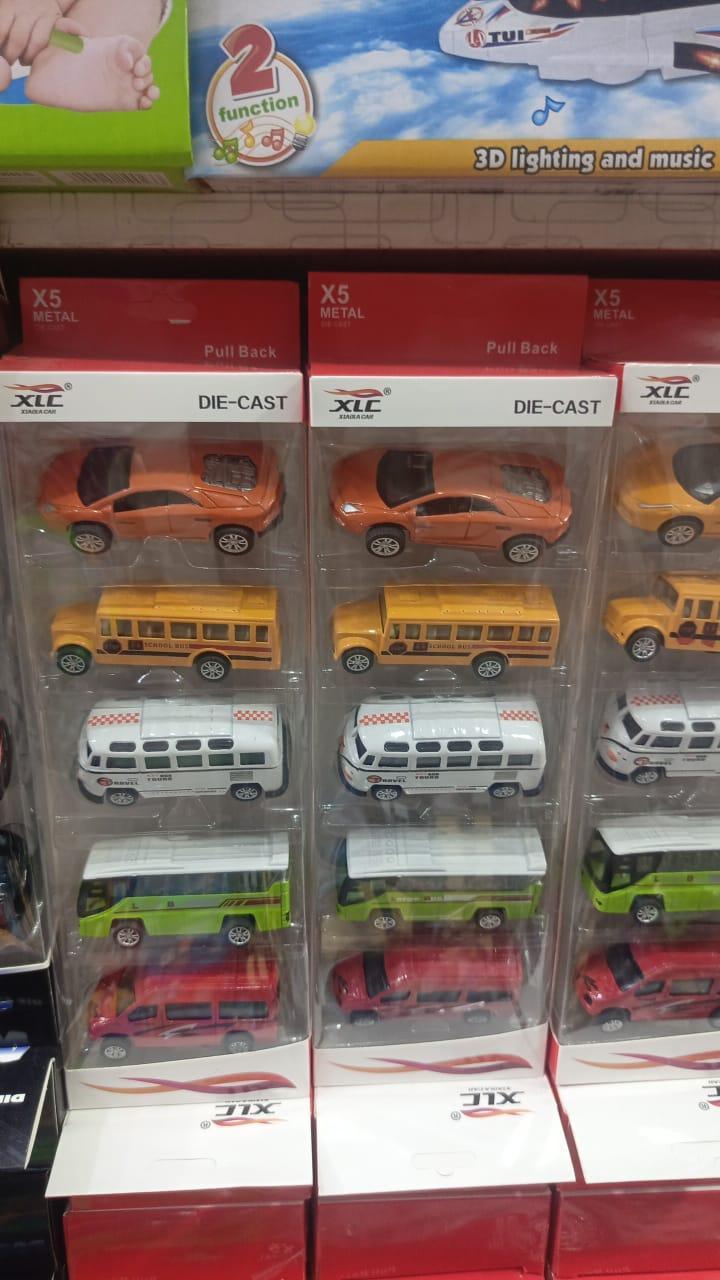 5-Piece Die Cast Metal Car Bus Set Multicolor for Kids - Image 2