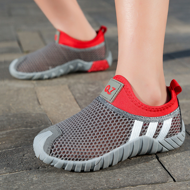 Kids Breathable Mesh Shoes Orange Navy 5-12Y - Image 2