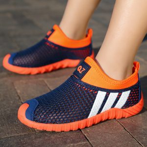 Kids Breathable Mesh Shoes Orange Navy 5-12Y