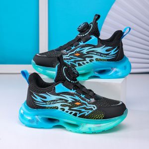 Kids Flame Glowing Sneakers Purple Teal