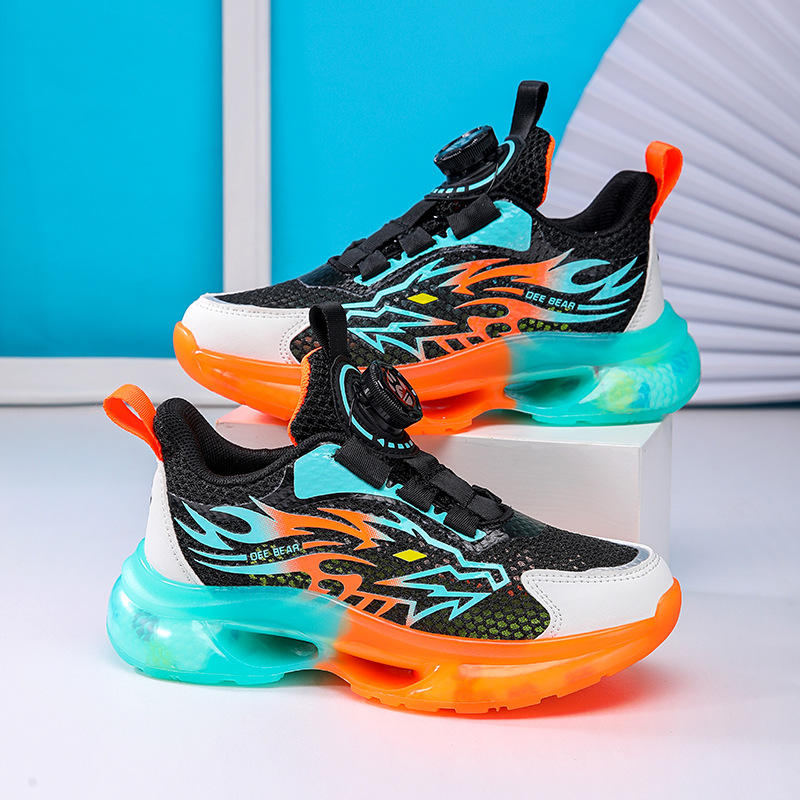 Kids Flame Glowing Sneakers Purple Teal - Image 3