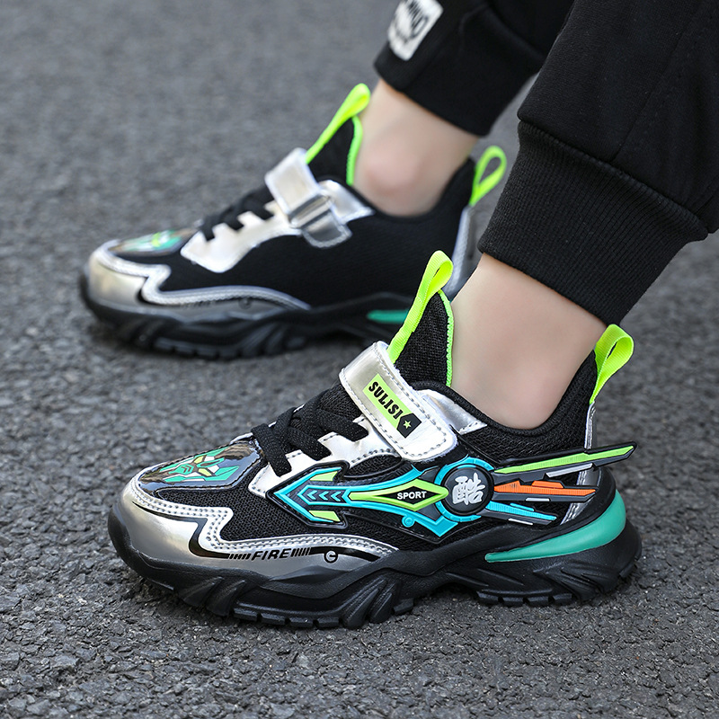 Kids Yellow Black Rubber Sneakers for School & Play - Image 3