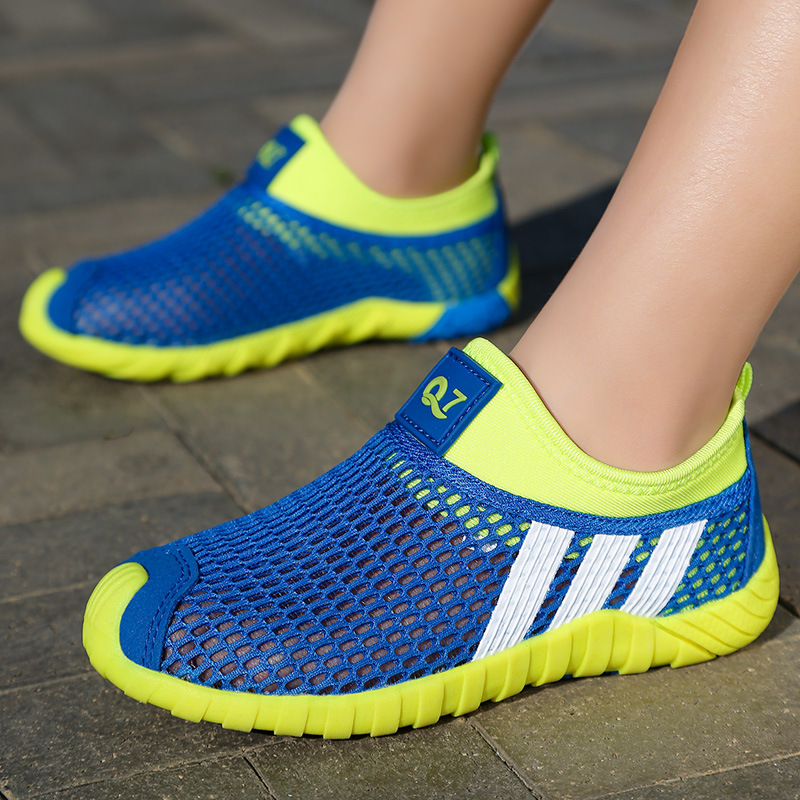 Kids Breathable Mesh Shoes Orange Navy 5-12Y - Image 4